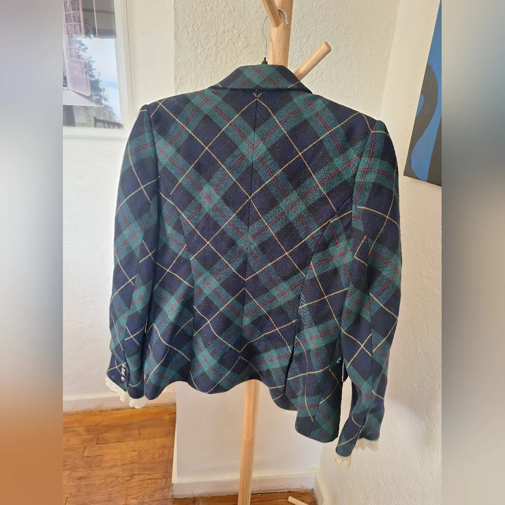 Juicy Couture Tartan Blazer in Green and Blue - Picture 5 of 7